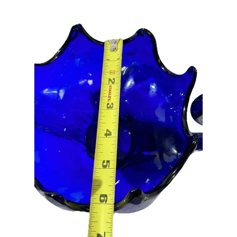 Vintage Cobalt Blue Blown Glass Swan Candy Dish MCM Decorative